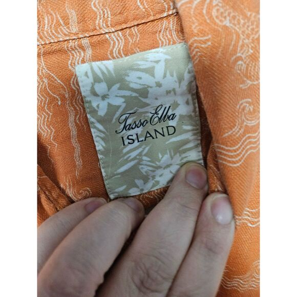 Tasso Elba Button Down Shirt Mens Large Silk Linen Blend - Picture 3 of 4